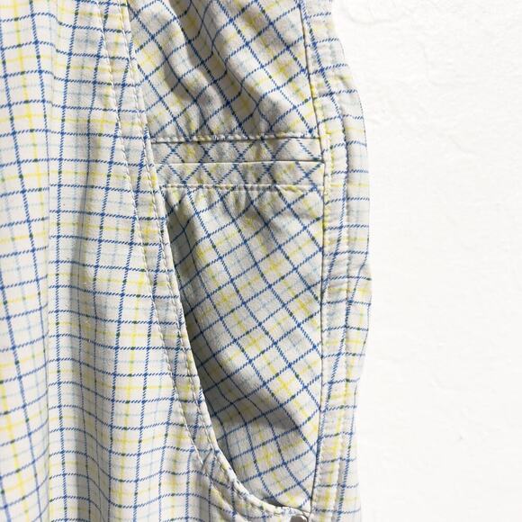Lululemon Shorts Mens Sz 38 White Plaid Swim Trunks Board White Yellow Blue - Picture 6 of 8